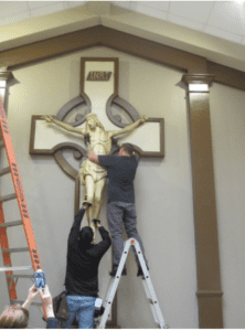The Corpus is installed on the Celtic Cross at St. Brendan's